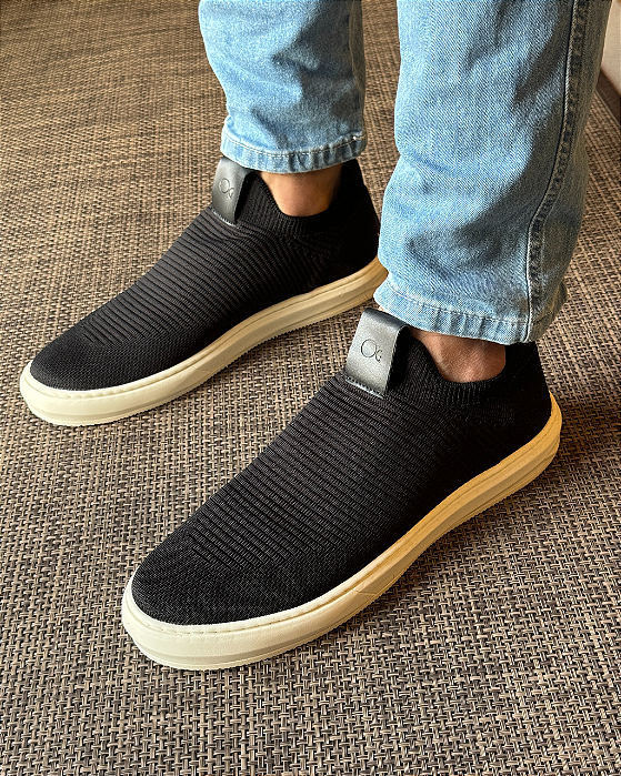 Tenis Knit Calce Fácil Preto Ogochi