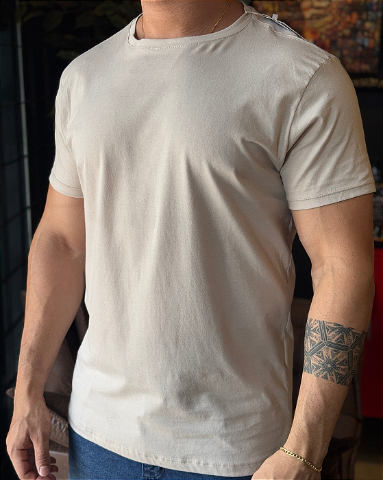 Camiseta Básica Pima Bege Hau.co