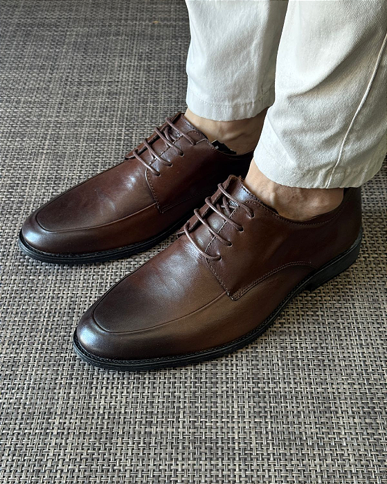 Sapato Social Couro Café Gloss Perlatto
