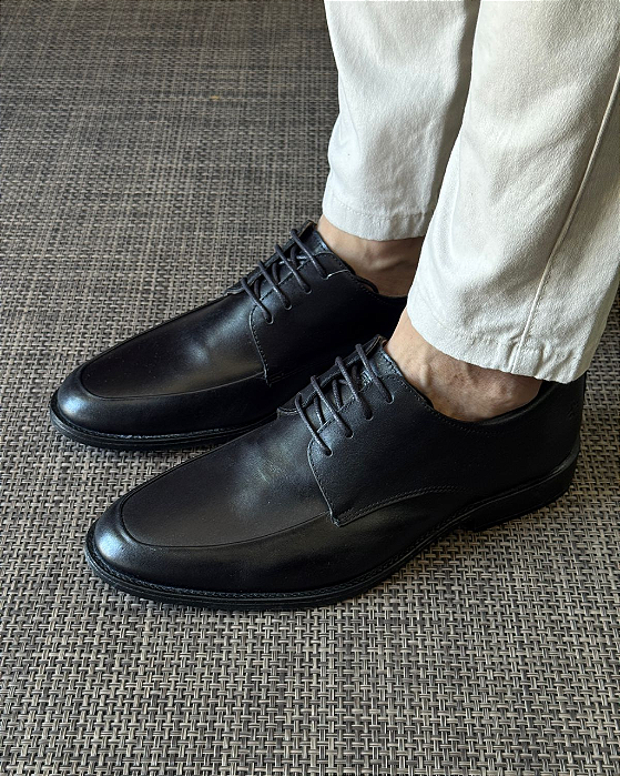 Sapato Social Couro Preto Lustro Perlatto