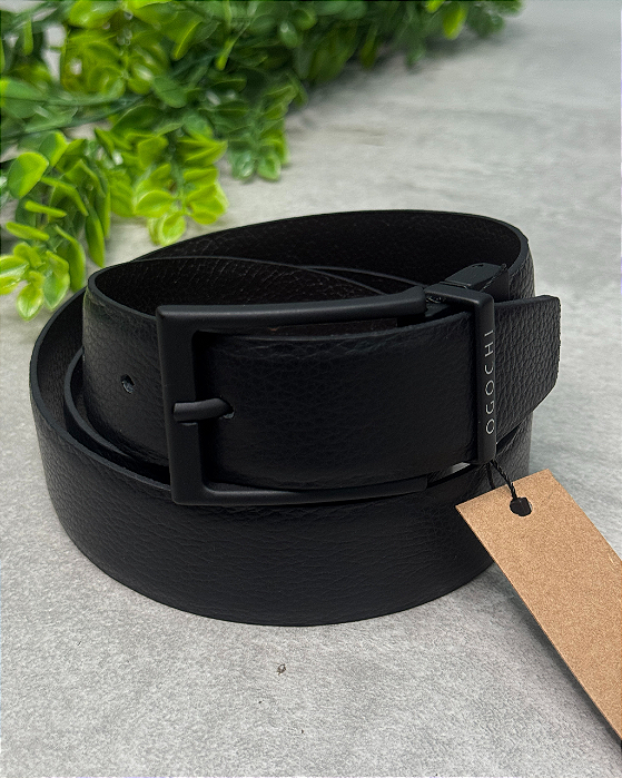 Cinto Couro Dupla Face Preto/Marrom Ogochi