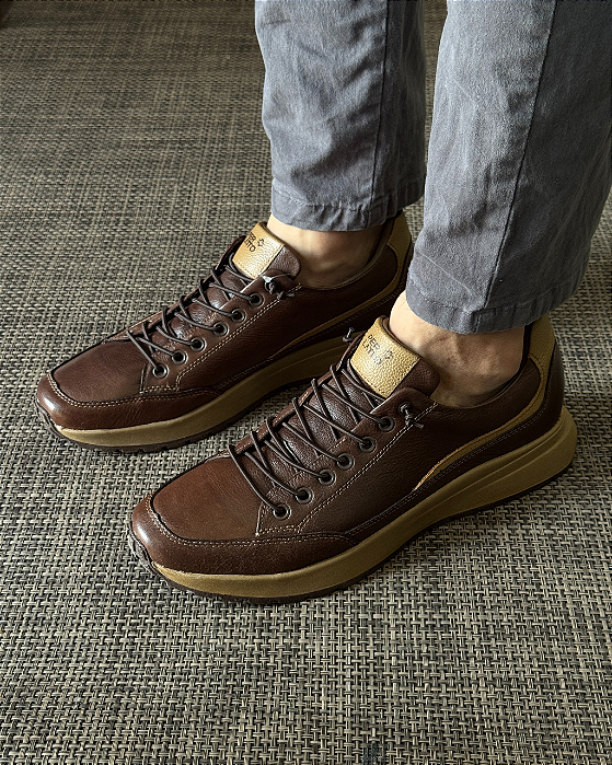 Tênis Couro Kingston Café Perlatto