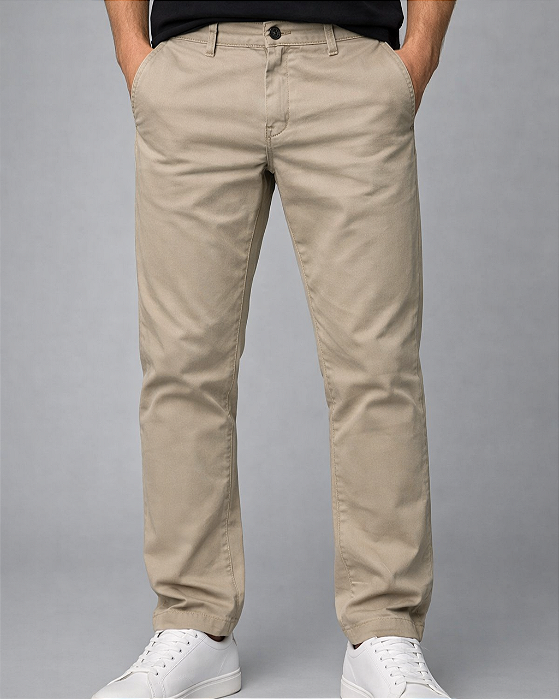 Calça Sarja Slim Palha Pollice Office Ref:4088