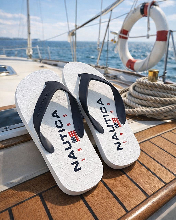 Chinelo Branco e Azul Nautica