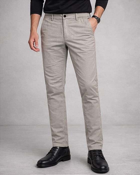 Calça Melange Twill Slim Areia King & Joe