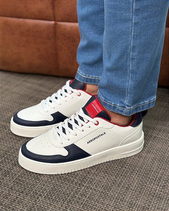 Tenis Santorine Branco e Azul Marinho Aeropostale
