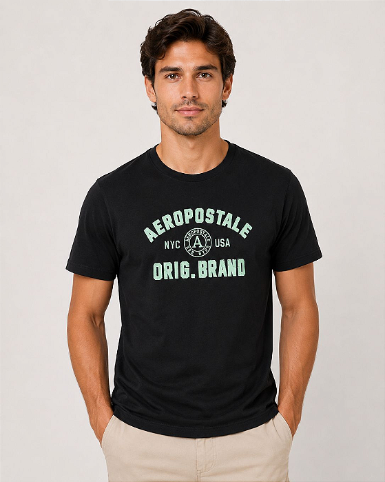 Camiseta Bordada Preta Aeropostale