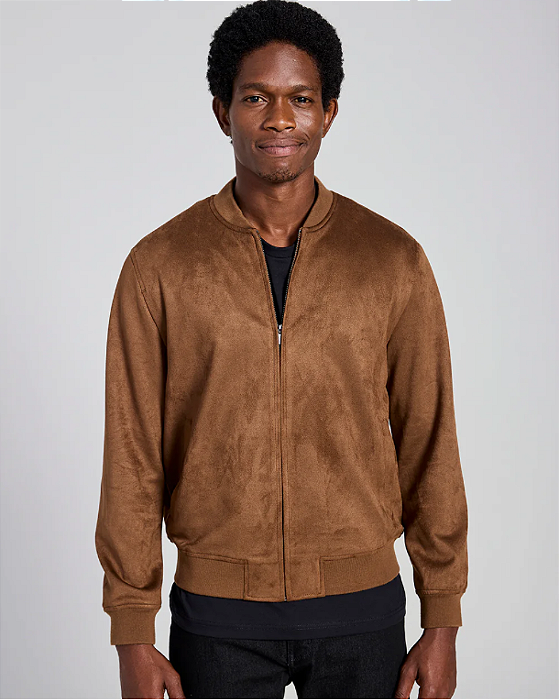 Jaqueta Suede Bomber Conhaque Highstil