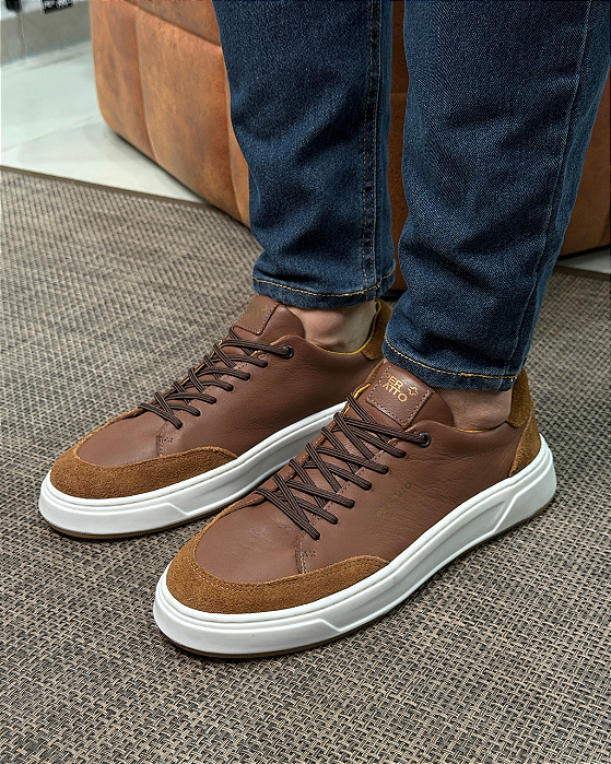 Tenis Mark Couro Mogno Lustro Perlatto