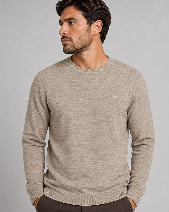 Sueter Tricot Casual Slim Areia Ogochi