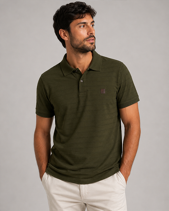 Gola Polo Slim Casual Verde Militar Ogochi