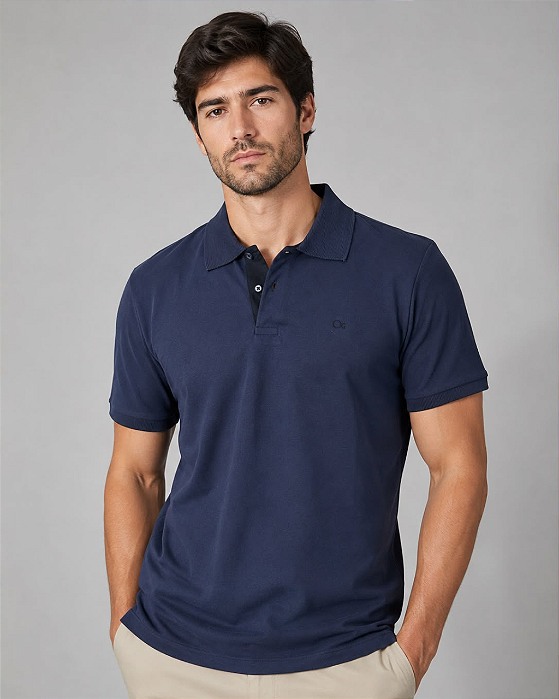 Gola Polo Slim Casual Azul Marinho Ogochi