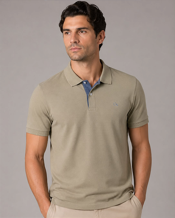 Gola Polo Slim Essencial Bege Ogochi