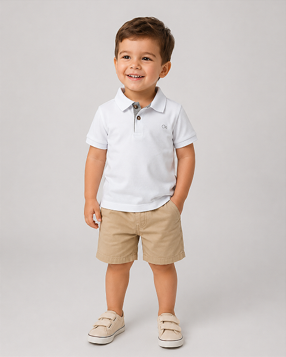 Gola Polo Infantil Branco Ogochi