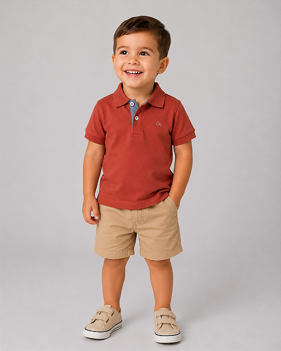 Gola Polo Infantil Laranja Ogochi