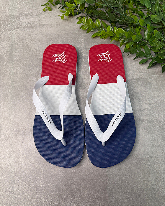 Chinelo Tricolor Azul Marinho King&Joe