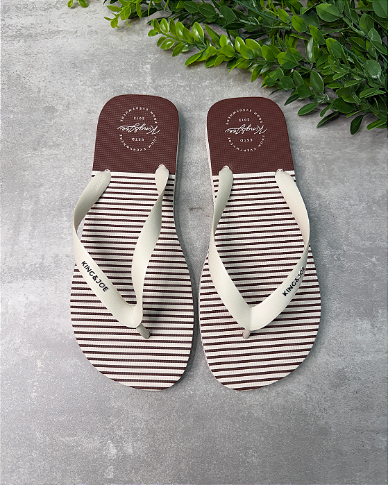 Chinelo Listrado Bicolor Marrom King&Joe