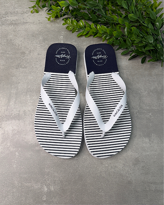 Chinelo Listrado Bicolor Marinho King&Joe