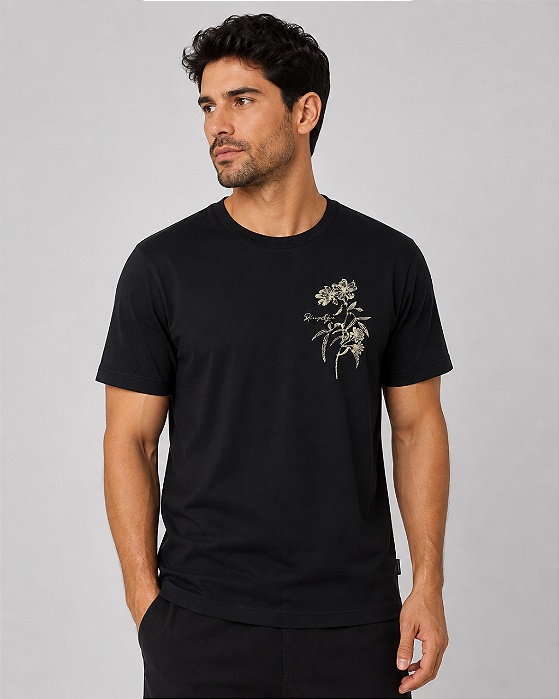 Camiseta Slim Flower Preta King&Joe