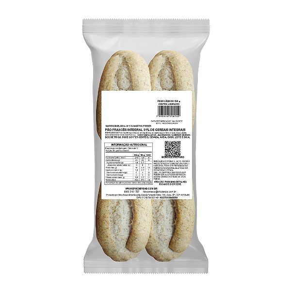 Pão Francês Integral 280g - 31% De Cereais Integrais - [Pré-assado]