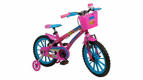 Bicicleta BABY LUX ROSA/AZUL Aro 16 Com Rodinhas - Crianças de 5 a 12 anos