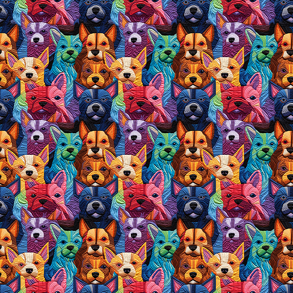 Digital D439 - Cachorrinhos Coloridos Bordados