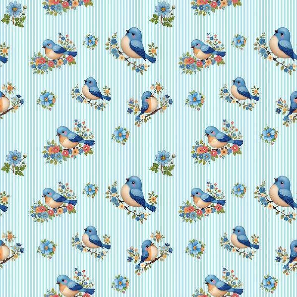 D1124 - Blue Birds Listrado
