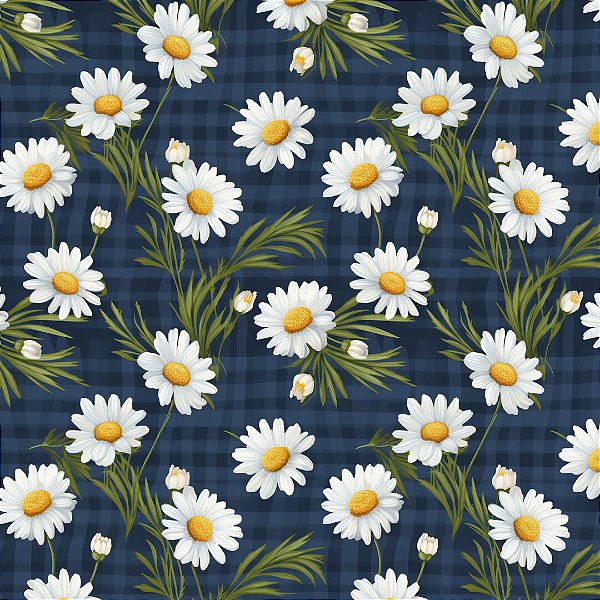 Digital Daisy Azul Marinho