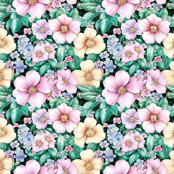 Digital Green Purple Floral