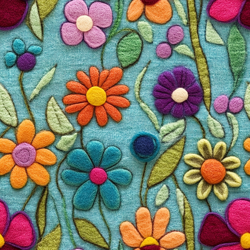 DS040 - Sarja Flores Feltro Turquesa