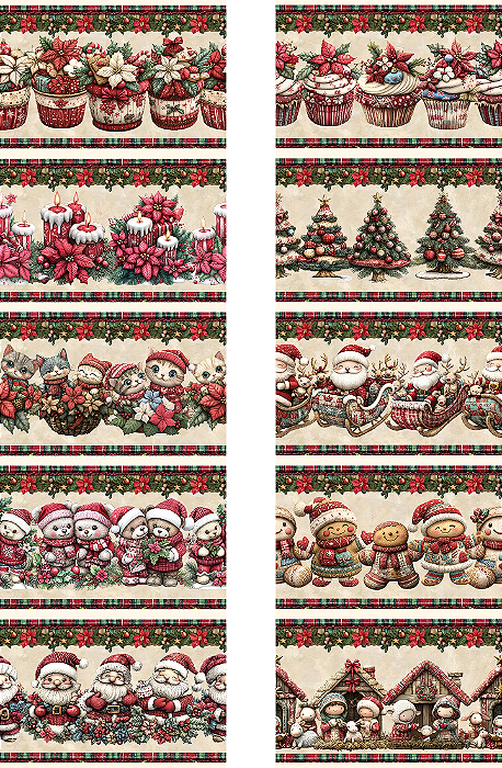 Tricoline Digital Barrado Natal Cute 2