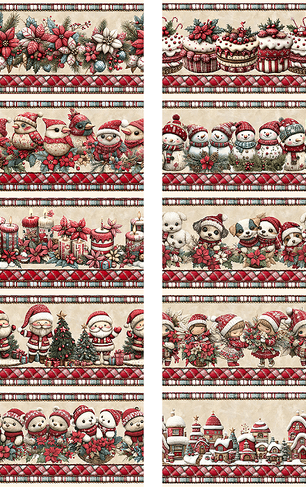 Tricoline Digital Barrado Natal Cute