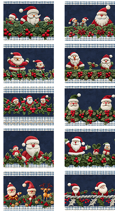 Tricoline Digital Barrado Papai Noel Marinho