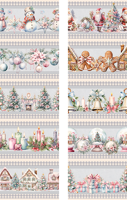 Tricoline Digital Barrado Natal Cinza