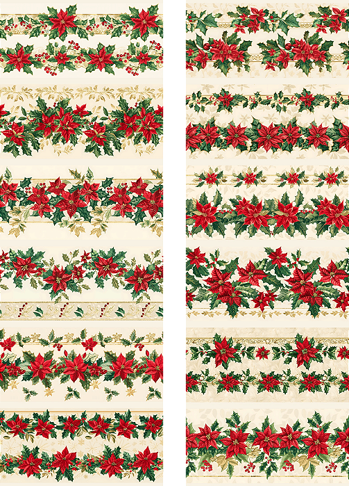 Tricoline Digital Barrado Natal Floral