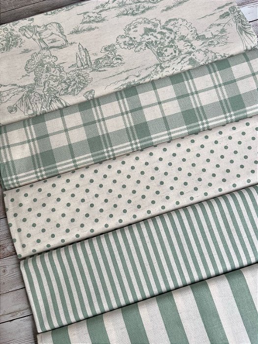 Kit Linho Estampado Musgo