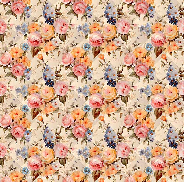 M059 - Matelassê Floral Bege