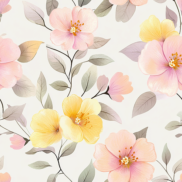 D2227 - Yellow Spring Flores no Creme