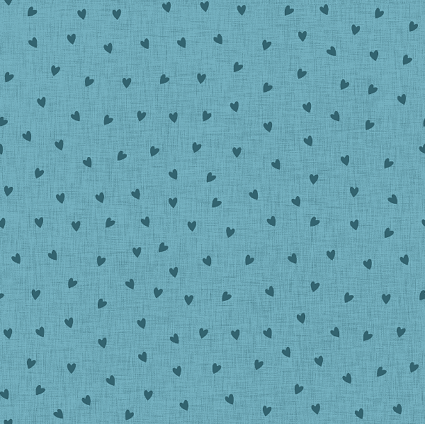 Tricoline 100% Algodão - Linha Criativa Coração - Aquamarine