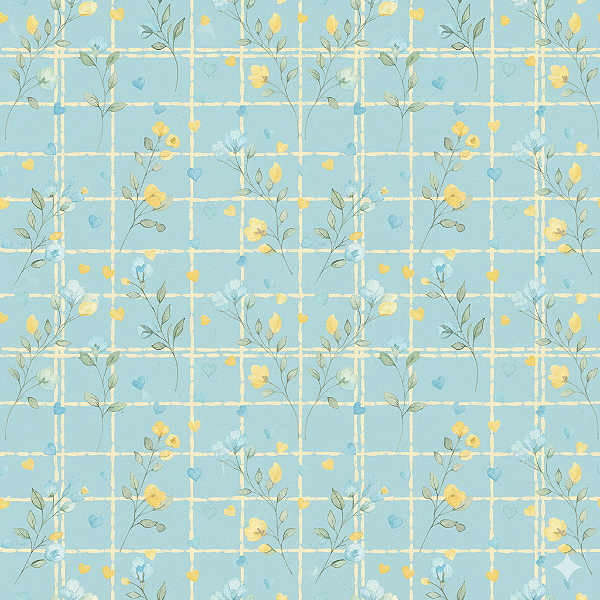 D2524 - Florzinha Romantica Miosotis Amarelo no Azul