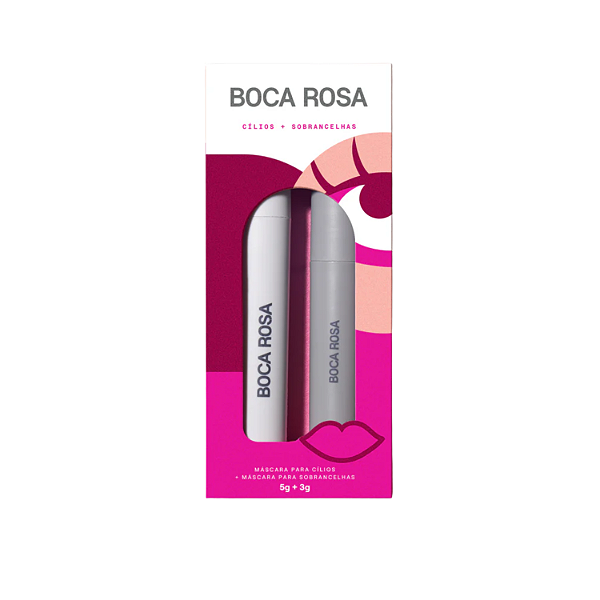 Kit Boca Rosa: Máscara de Cílios Efeito Volume + Máscara de Sobrancelhas