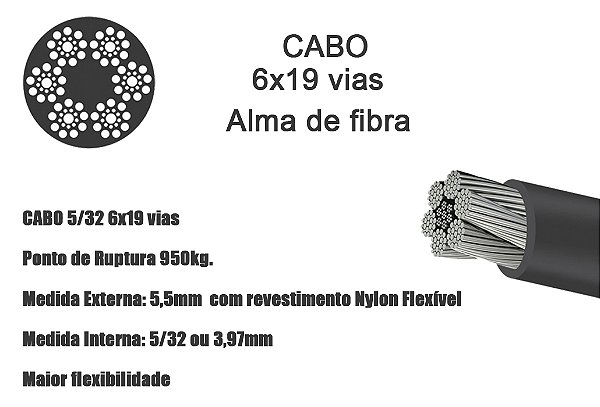 Cabo De Aço 5/32 Nylon Para Aparelho De Academia - 50 Metros