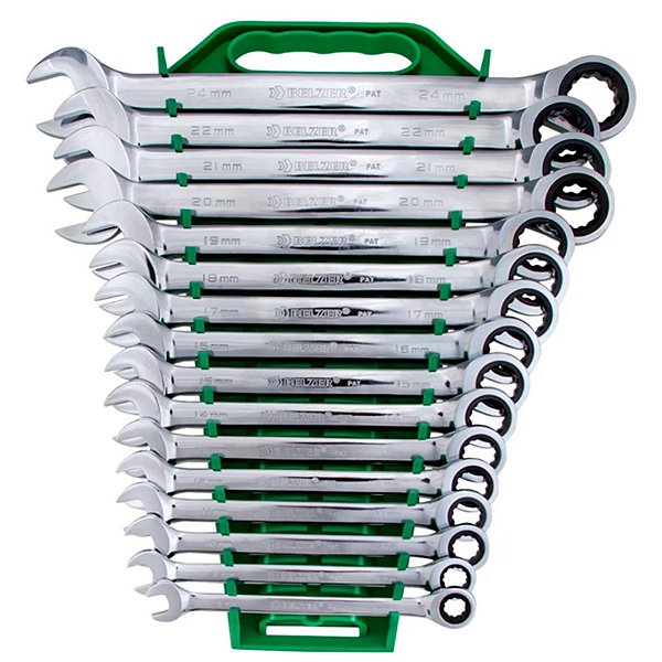 JOGO DE CHAVES COMBINADA CATRACA BELZER 8-24MM 16 PC