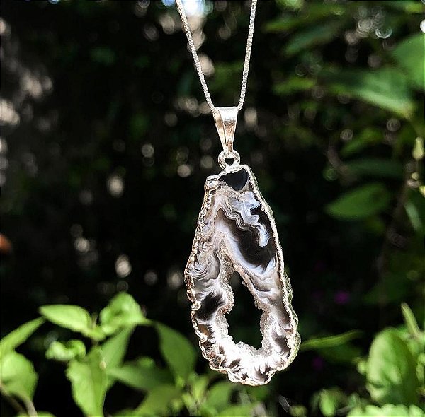 Colar com Geodo de Ágata Natural