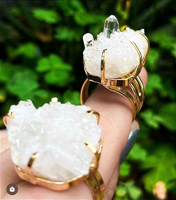 Anel Drusa de Cristal dourado