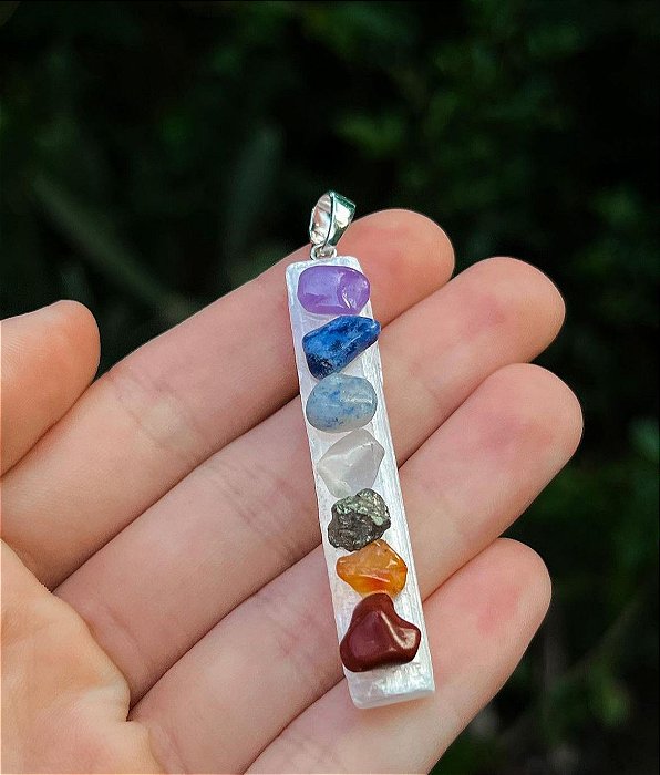 Pingente Selenita com Pedras dos Chakras