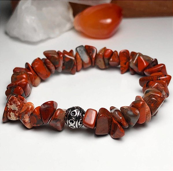 Pulseira Cascalho Jaspe Vermelho