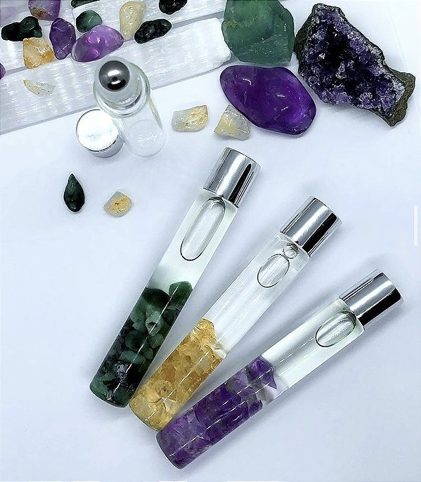 Rollon de Óleo Essencial com Cristais naturais
