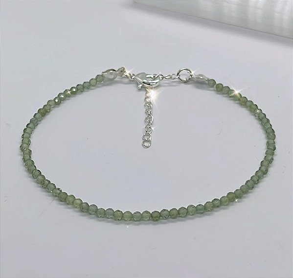 Pulseira Minimalista Quartzo Verde - 2mm