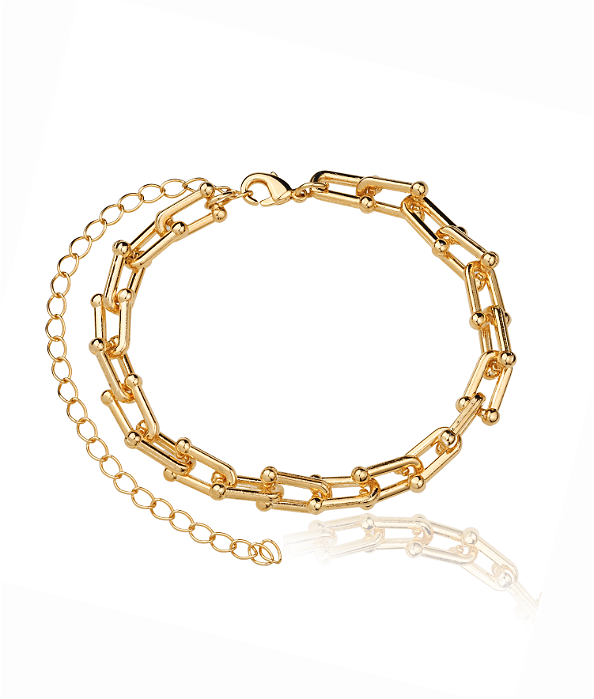 Pulseira Elos Formato U e Mini Esferas